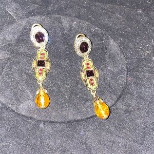 Heidi Daus Elegant Gold and Red Drop Earrings
